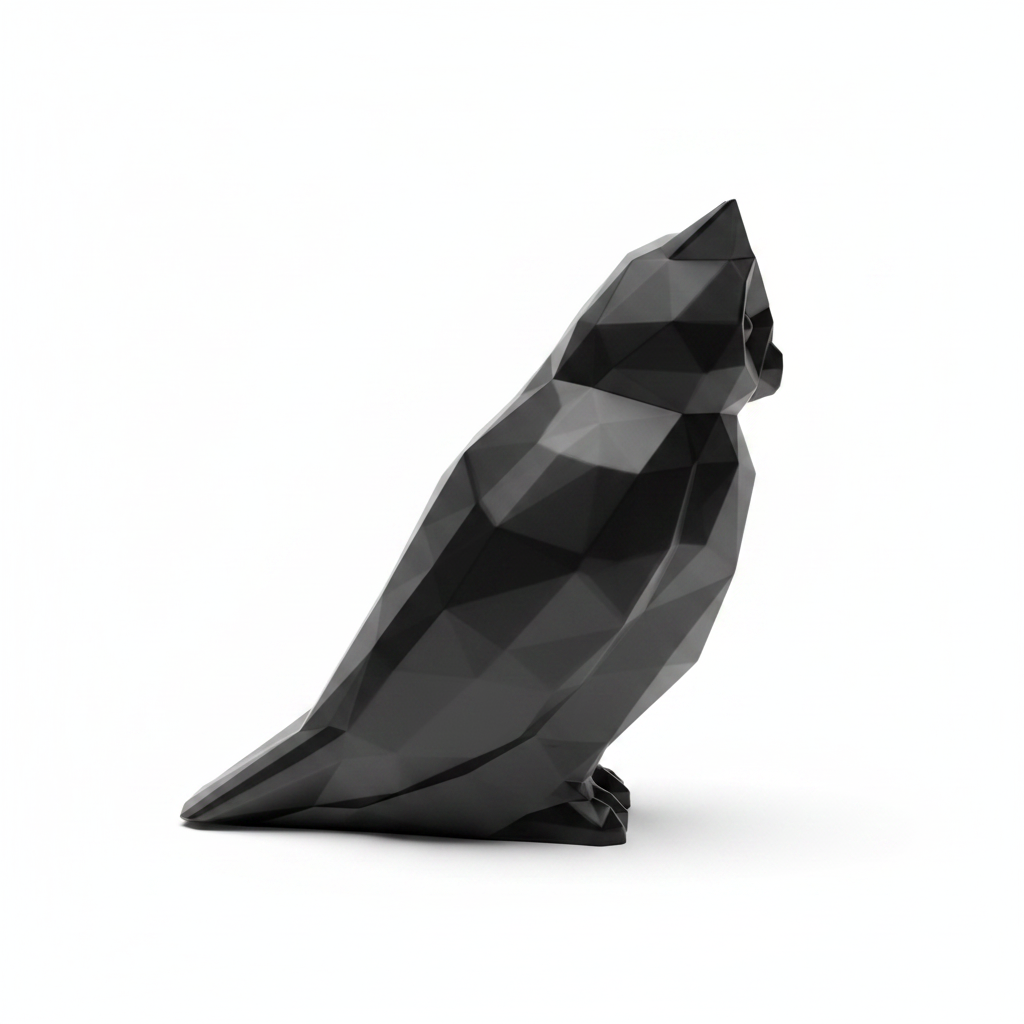 Black owl figurine – side